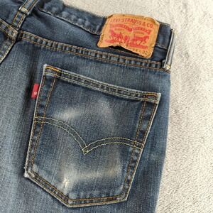Levis 514 Jeans Mens 34x32 Blue Faded Straight Denim Wallet Fade Distressed Y2K